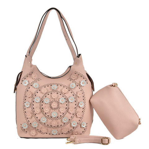 Flower handbag with matching purse/clutch