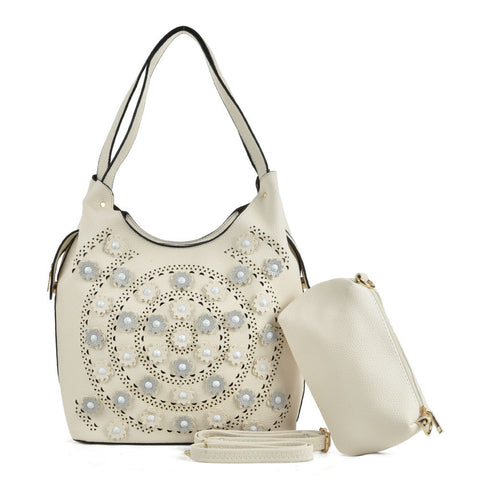 Flower handbag with matching purse/clutch