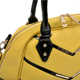 Patent Handle Double Zipper Top Tote Bag