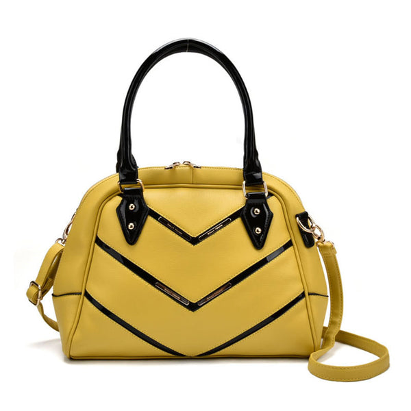 Patent Handle Double Zipper Top Tote Bag
