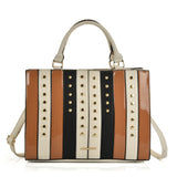Patchwork studded handbag