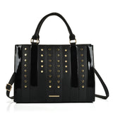 Patchwork studded handbag