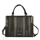 Patchwork studded handbag