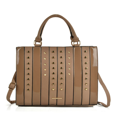 Patchwork studded handbag