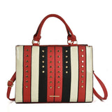 Patchwork studded handbag