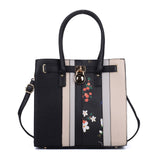 Patchwork Snakeskin Grain Tote Bag With Lock