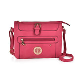 Zip and buckle detail handbag with shoulder strap
