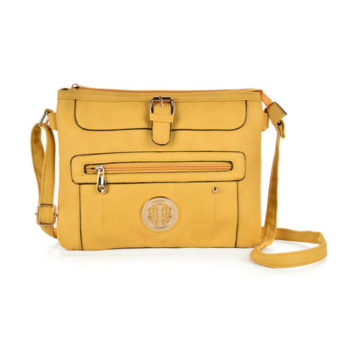 Zip and buckle detail handbag with shoulder strap