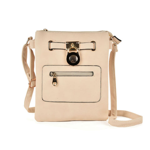 Zip and lock detail crossbody bag