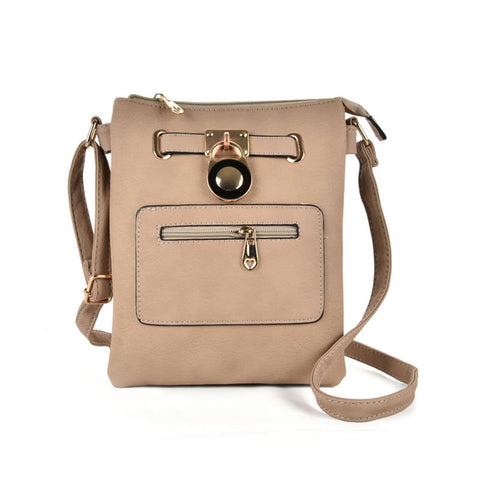 Zip and lock detail crossbody bag