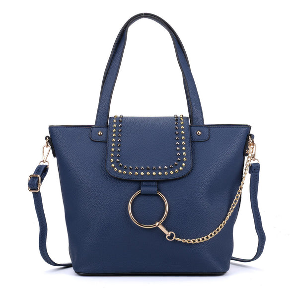 Studded Tote Bag With Ring Detail