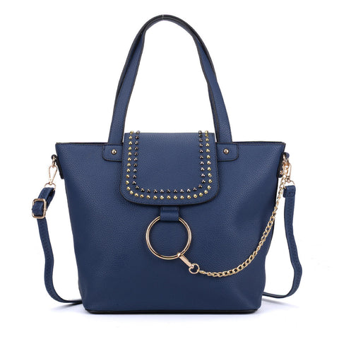 Studded Tote Bag With Ring Detail