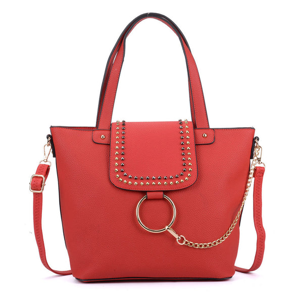 Studded Tote Bag With Ring Detail