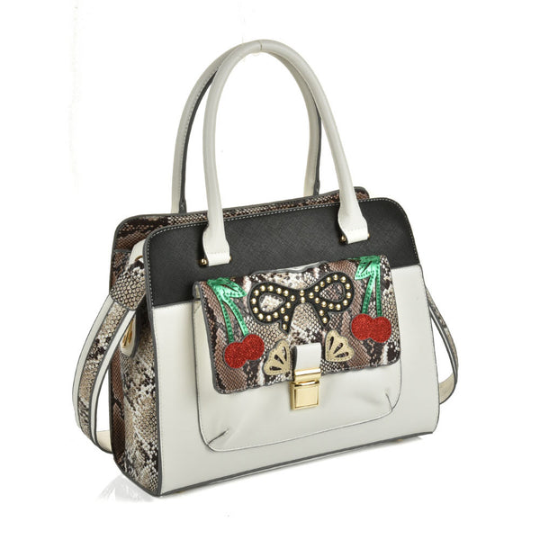 Snake Embossed Large Tote Bag