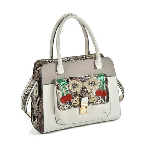 Snake Embossed Large Tote Bag