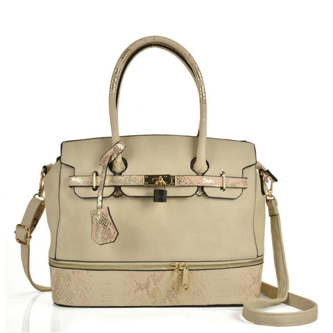 Snake embossed handbag with detail