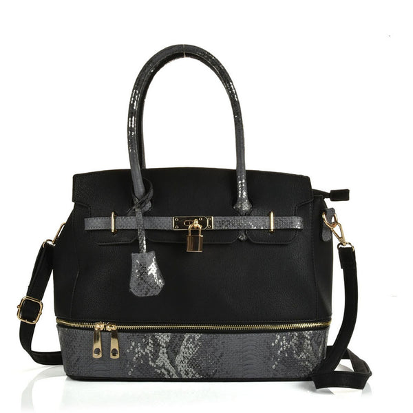 Snake embossed handbag with detail