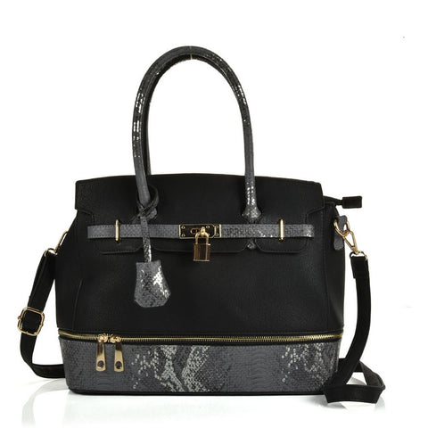 Snake embossed handbag with detail