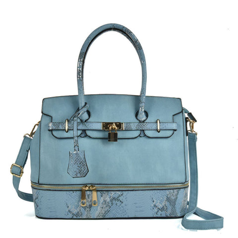 Snake embossed handbag with detail