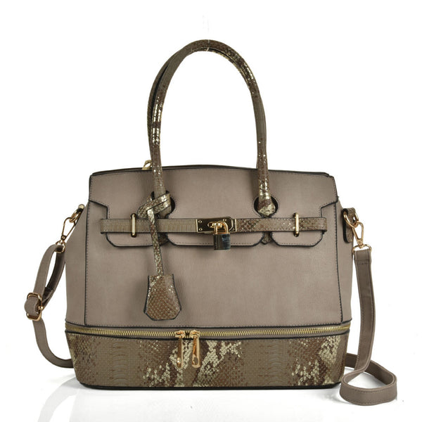 Snake embossed handbag with detail